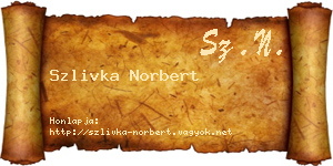 Szlivka Norbert névjegykártya