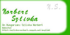 norbert szlivka business card